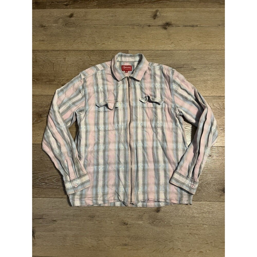 Supreme Polartec Harrington Jacket Pink Plaid Logo Men’s Small FW17